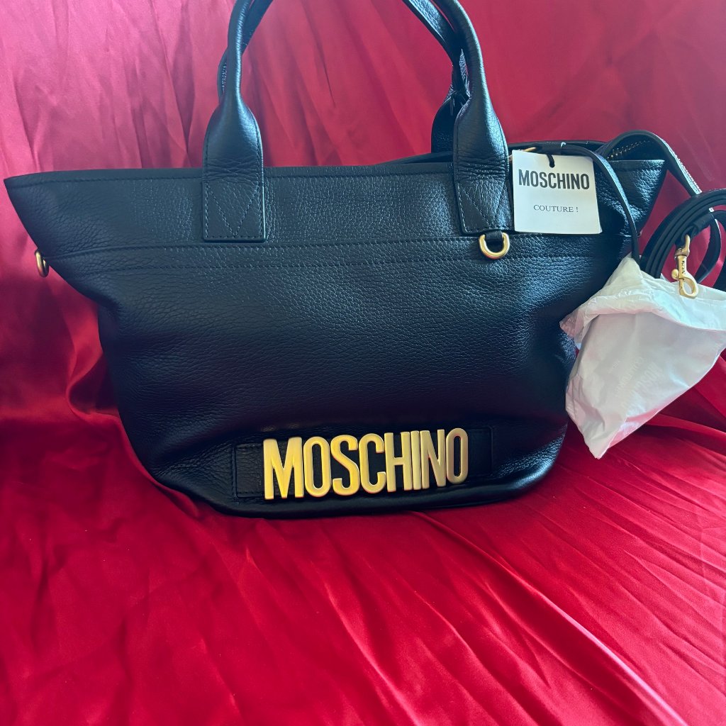 Moschino Couture Logo Black Shoulder Bag New With Tags And Dusk Bag.